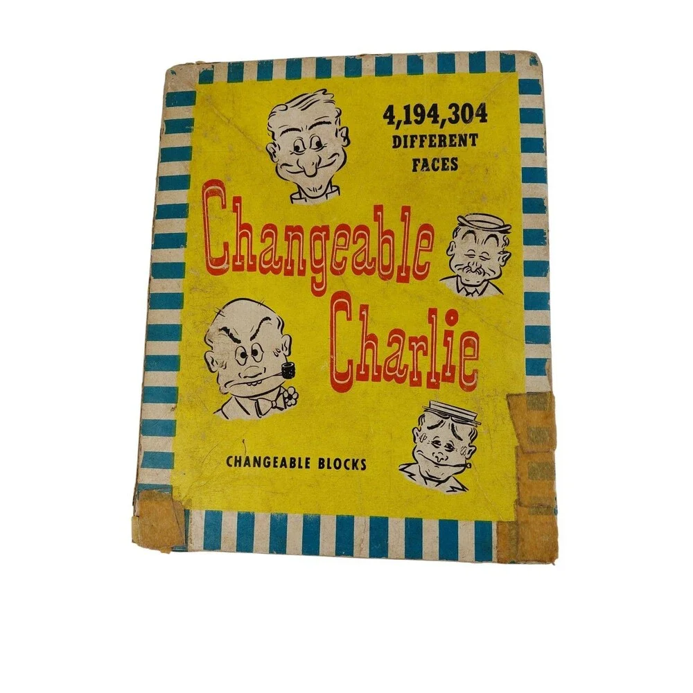 Gaston Co. Wooden Changeable Charlie Wood Blocks Puzzle Game Toy 1948 Vtg